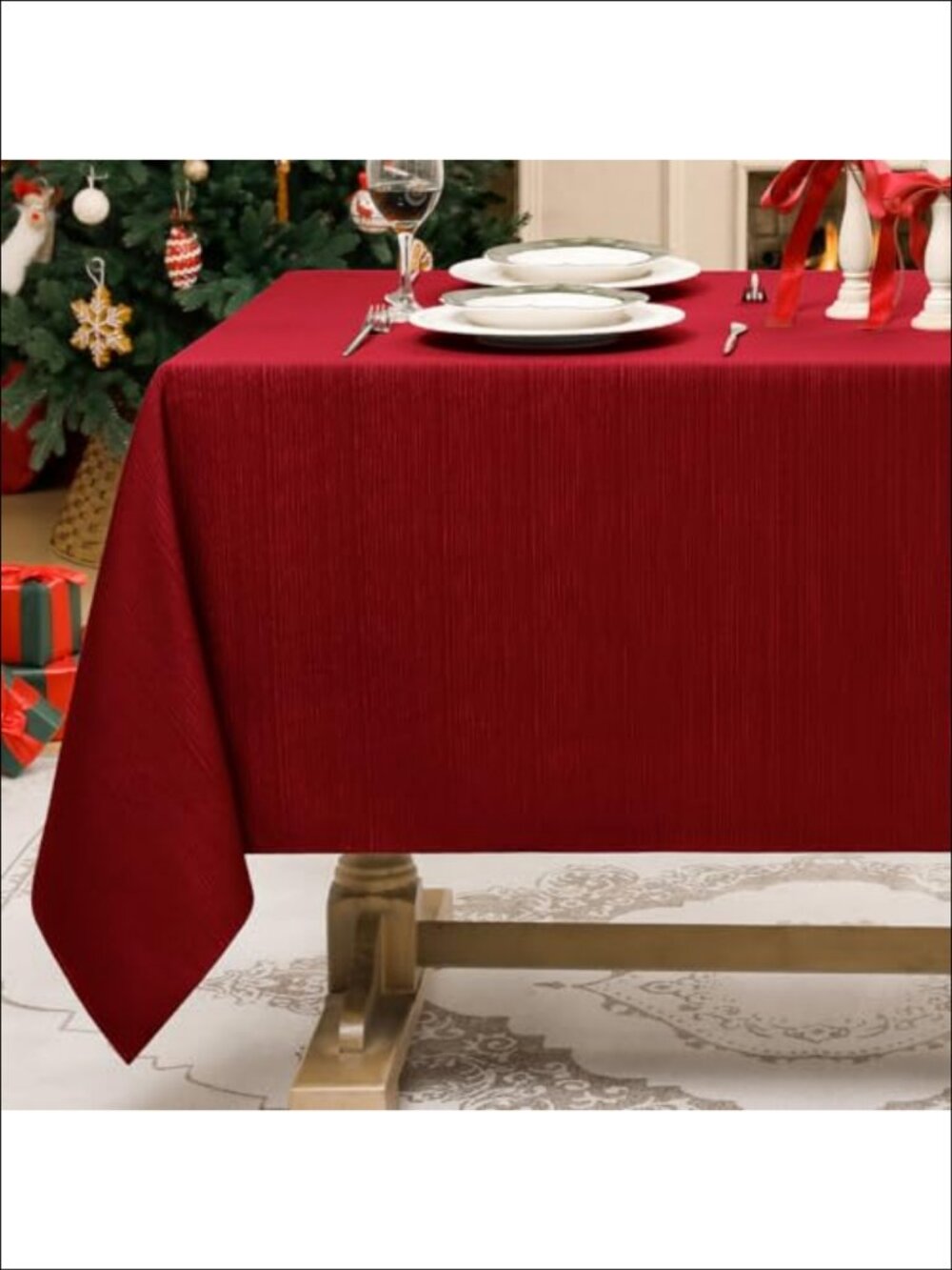 Jacquard Geometric Line Tablecloth Waterproof Stain Resistant Washable 60 x 120